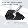 Knife Block Holder Cookit Universal Knife Block without Knives Unique Double-Layer Wavy Design Round Black Knife Holder for Kitchen Space Saver Knife