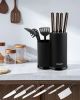 Knife Block Holder Cookit Universal Knife Block without Knives Unique Double-Layer Wavy Design Round Black Knife Holder for Kitchen Space Saver Knife