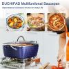 Casserole Dish, Square Induction Saucepan with Lid, 24cm/ 4L Stock Pots Non Stick Saucepan, Aluminum Ceramic Coating Cooking Pot - PFOA Free, Suitable