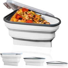 Reusable Pizza Storage Container with 5 Microwavable Serving Trays - Adjustable Pizza Slice Container to Organize & Save Space - BPA Free, Microwave, (Color: White)