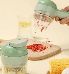 Electric Garlic Chopper Mini, Garlic Masher Crusher, Food Processor Small with Garlic Peeler And Spoon (Color: Green)