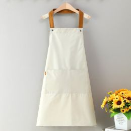 Nail salon apron wholesale printing household kitchen cooking women fashion work clothes men catering work canvas (colour: [PVC sling] waterproof gray)