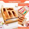 Ziplock Bag Organizer for Drawer; Bamboo Baggie Organizer; Plastic Wrap Dispenser ; Storage Bag Organizer Suitable Gallon; Quart; Sandwich&Snack Bag;