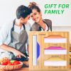Ziplock Bag Organizer for Drawer; Bamboo Baggie Organizer; Plastic Wrap Dispenser ; Storage Bag Organizer Suitable Gallon; Quart; Sandwich&Snack Bag;