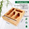 Ziplock Bag Organizer for Drawer; Bamboo Baggie Organizer; Plastic Wrap Dispenser ; Storage Bag Organizer Suitable Gallon; Quart; Sandwich&Snack Bag;
