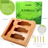 Ziplock Bag Organizer for Drawer; Bamboo Baggie Organizer; Plastic Wrap Dispenser ; Storage Bag Organizer Suitable Gallon; Quart; Sandwich&Snack Bag;
